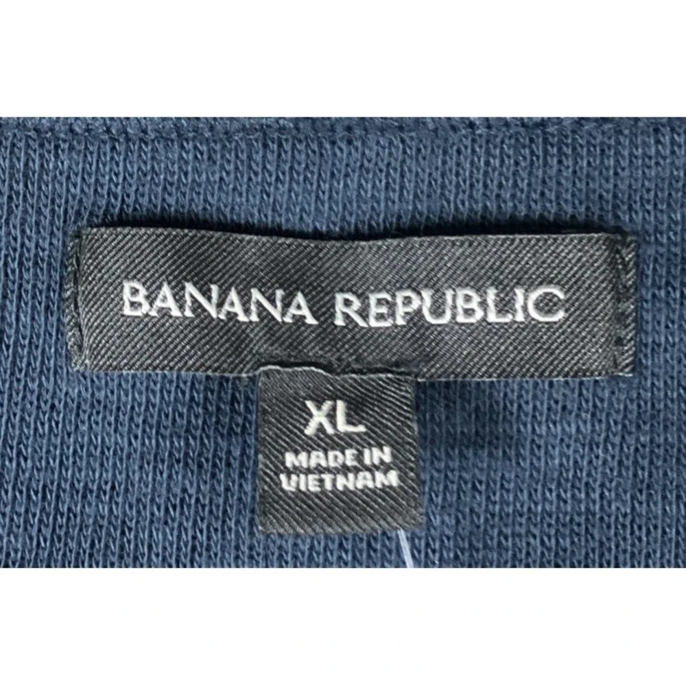 Banana Republic Men's Slub Double Knit Henley Shirt Navy Blue Size XL NEW